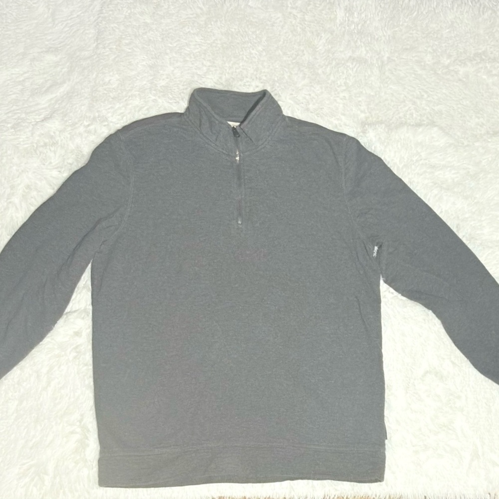 Calvin Klein Men’s Quarter-Zip Pullover Sweater Gray 100% Cotton Size LG - Picture 9 of 15